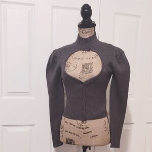 ZARA Gray Button-Up Sweater